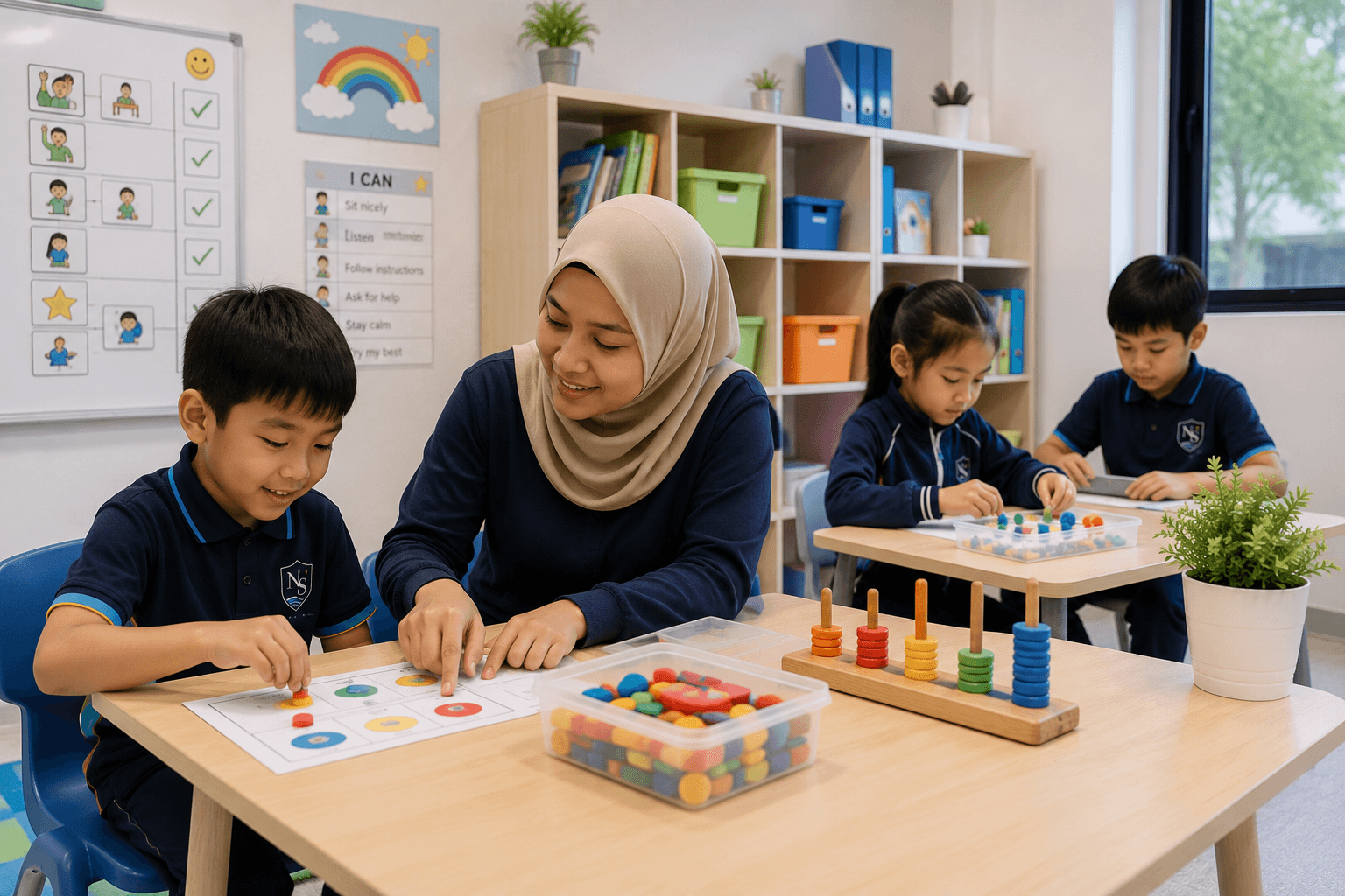 Nova Skye teacher supporting a learner at their desk